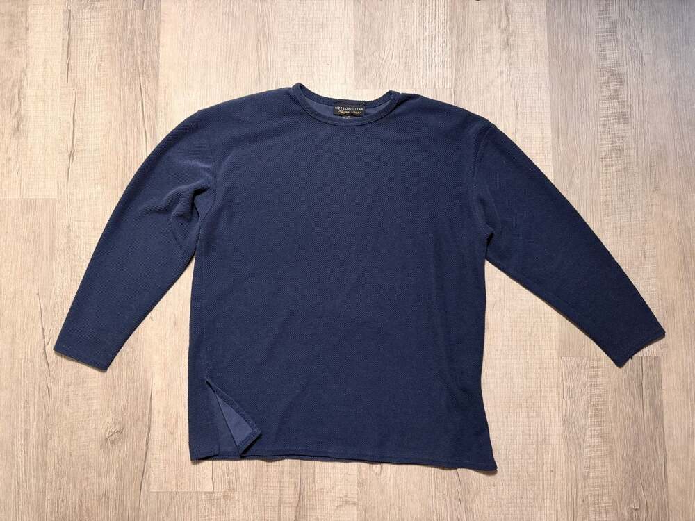 Metropolitan New York Women's Navy Textured Long Sleeve Crewneck Pullover